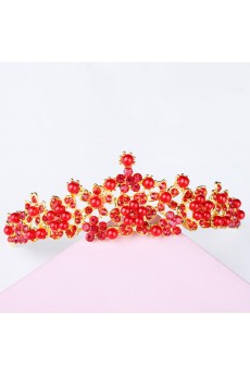 Alloy with Pearls and Rhinestones Flowers Bridal Tiara