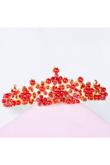 Alloy with Pearls and Rhinestones Flowers Bridal Tiara