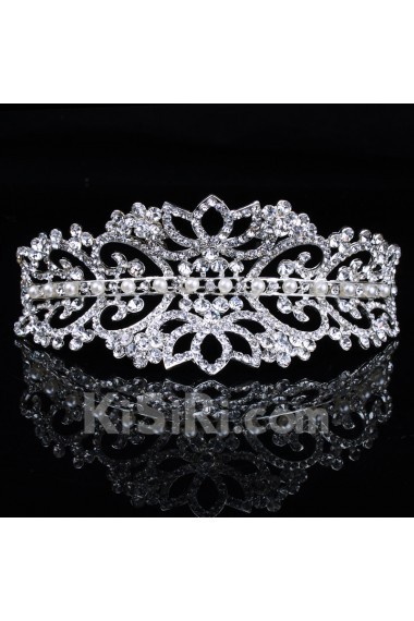 Fashion Alloy with Pearls and Rhinestones Wedding Tiara