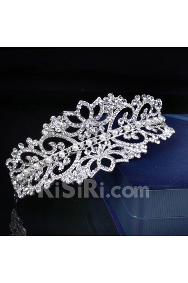 Fashion Alloy with Pearls and Rhinestones Wedding Tiara