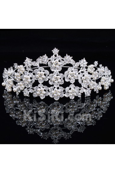 Gorgeous Alloy with Pearls and Rhinestions Flowers Wedding Tiara