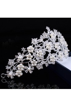 Gorgeous Alloy with Pearls and Rhinestions Flowers Wedding Tiara