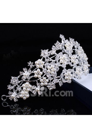 Gorgeous Alloy with Pearls and Rhinestions Flowers Wedding Tiara