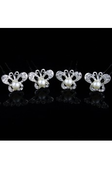 Butterfly Alloy with Rhinestone and Pearl Wedding Headpiece