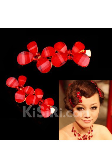 Red Butterfly Alloy Wedding Bridal Headpiece