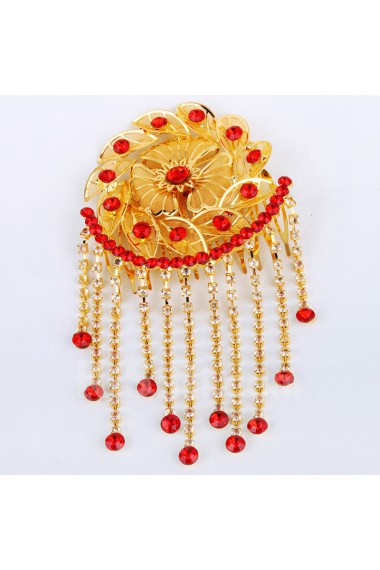 Gorgeous Alloy and Red Rhinestiones Wedding Bridal Headpiece