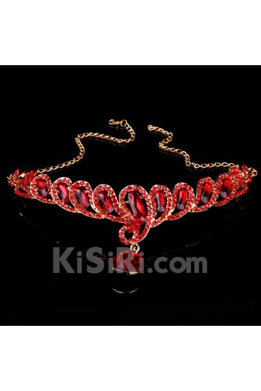 Beauitful Rhinestiones and Red Zircons Wedding Bridal Headpiece