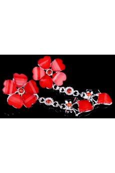 Beauitful Alloy with Red Glaze Wedding Bridal Earrings 