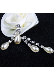 Flower Rhinestones and Pearls Ladies' Wedding Jewelry Set, Including Necklace and Earrings