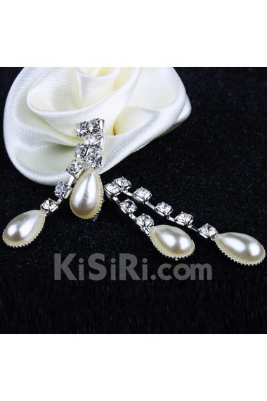 Flower Rhinestones and Pearls Ladies' Wedding Jewelry Set, Including Necklace and Earrings