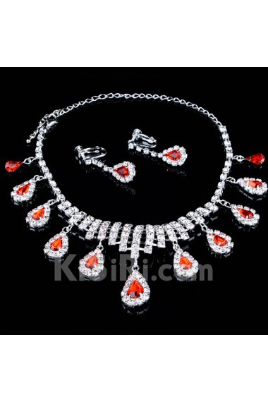 Shining Alloy with Rhinestones Wedding Jewelry Set,Including Earrings and Necklace