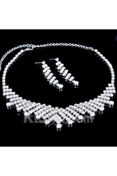 Gorgeous Alloy with Rhinestones Wedding Jewelry Set, Including Earrings and Necklace