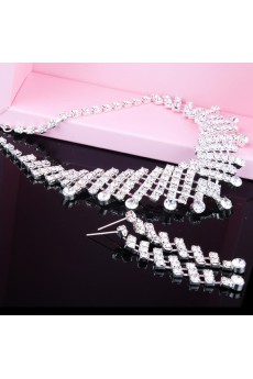 Gorgeous Alloy with Rhinestones Wedding Jewelry Set, Including Earrings and Necklace