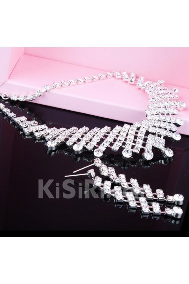 Gorgeous Alloy with Rhinestones Wedding Jewelry Set, Including Earrings and Necklace