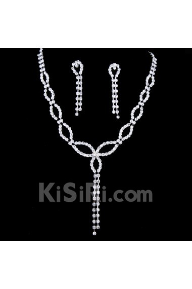 Shining Alloy with Rhinestones Wedding Jewelry Set, Including Earrings and Necklace