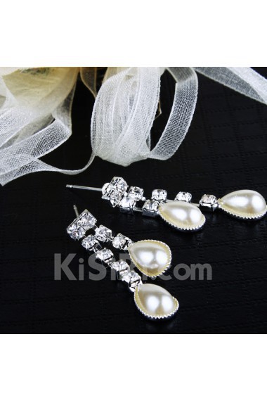 Shining Pearls and Rhinestones Wedding Jewelry Set, Including Earrings and Necklace