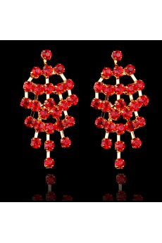 Beauitful Alloy with Red Rhinestones Wedding Jewelry Set, Including Earrings and Necklace