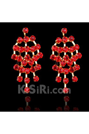 Beauitful Alloy with Red Rhinestones Wedding Jewelry Set, Including Earrings and Necklace