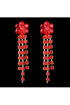 Red Rhinestones Flowers and Alloy Wedding Jewelry Set,Including Necklace and Earrings