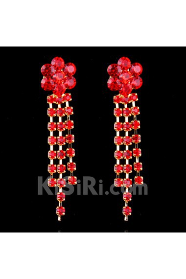 Red Rhinestones Flowers and Alloy Wedding Jewelry Set,Including Necklace and Earrings