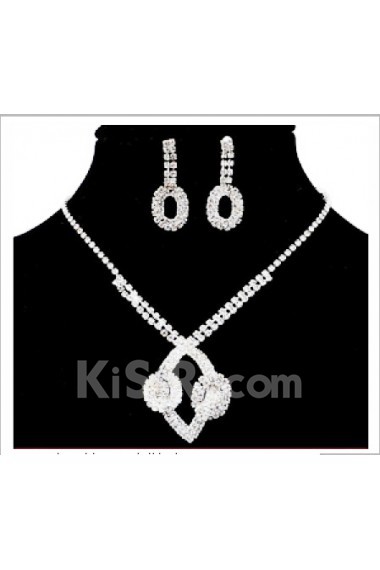 Shining Alloy with Rhinestones Wedding Jewelry Set - Necklace and Earrings