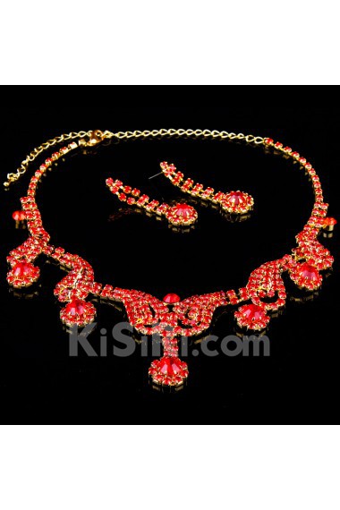 Gorgeous Wedding Jewelry Set,Including Plated Alloy with Rhinestones and Glass Earrings,Necklace