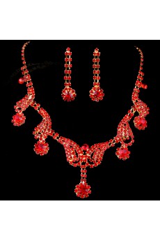 Gorgeous Wedding Jewelry Set,Including Plated Alloy with Rhinestones and Glass Earrings,Necklace