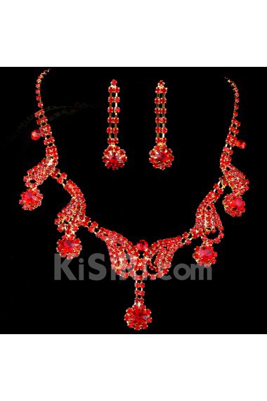 Gorgeous Wedding Jewelry Set,Including Plated Alloy with Rhinestones and Glass Earrings,Necklace