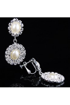 Beauitful Wedding Jewelry Set - Rhinestones and Pearls Necklace and Earrings