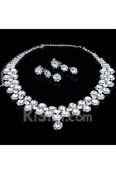 Shining Wedding Jewelry Set,Including Pearls and Rhinestones Earrings,Necklace