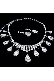 Fashion Alloy and Rhinestones Wedding Jewelry Set with Earring,Necklace and Tiara 