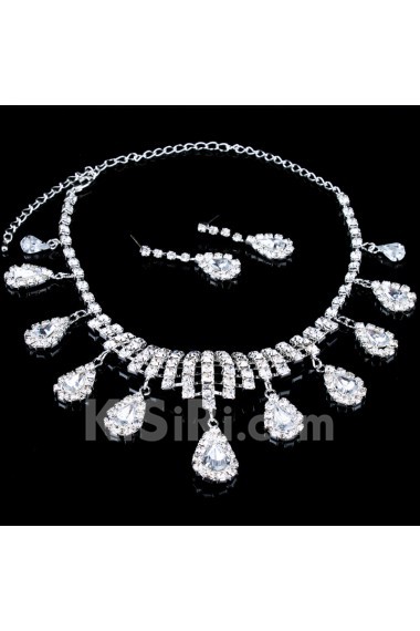 Fashion Alloy and Rhinestones Wedding Jewelry Set with Earring,Necklace and Tiara 