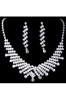 New Style Rhinestones Wedding Jewelry Set with Necklace,Earrings and Headpiece