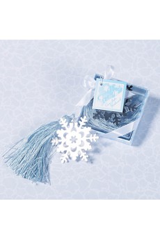 Silver Finish Snowflake Bookmark With Ice Blue Tassel 