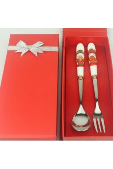 Ceramic Handle Spoon And Fork Set Wedding Favor