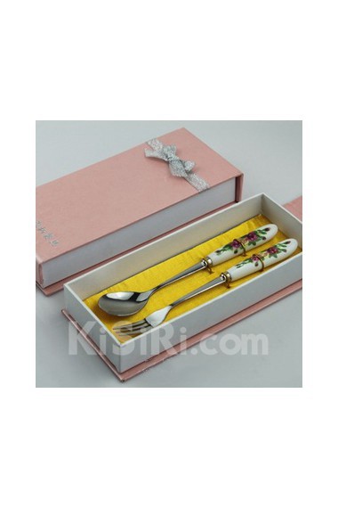 Ceramic Handle Fork And Spoon Set Wedding Favor