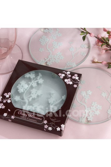 Cherry Blossoms Frosted Glass Coasters(set of 2)