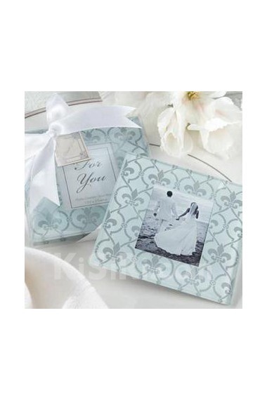 Fleur-de-lis Glass Photo Coasters (set of 2)