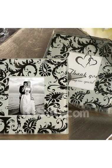 Photo Coaster Favor With Black Damask Design (Set of 2)