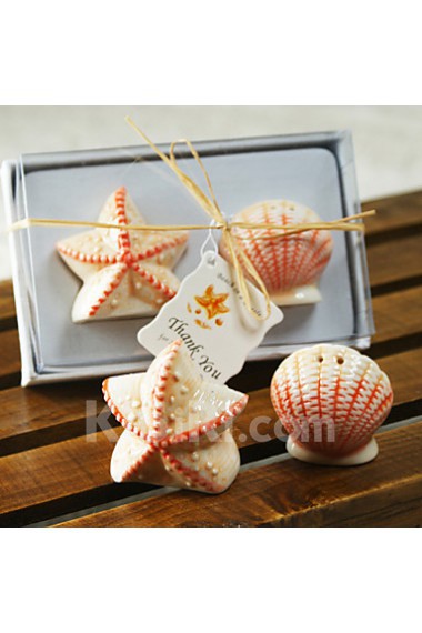 Ceramic Shell & Star Salt & Pepper Shakers Wedding Favor (Set of 2)