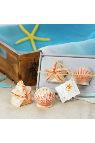 Ceramic Shell & Star Salt & Pepper Shakers Wedding Favor (Set of 2)