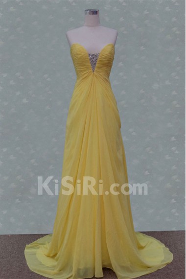 Chiffon Strapless Column Dress with Beading