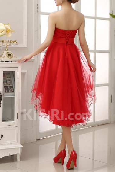 Satin Strapless Sheath Dress with Bow