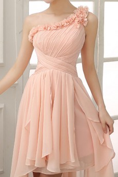 Chiffon One-shoulder Sheath Dress with Ruffles