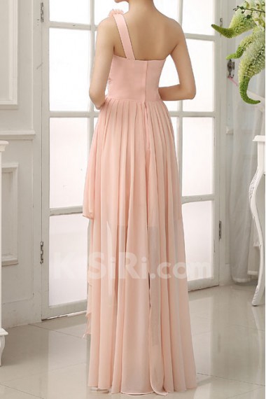 Chiffon One-shoulder Sheath Dress with Ruffles