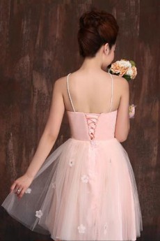 Net High Neck A-Line Dress with Handmade Flower