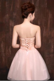 Satin Strapless A-Line Dress with Bow