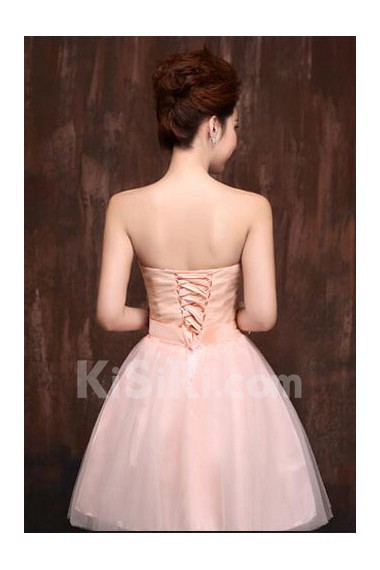 Satin Strapless A-Line Dress with Bow