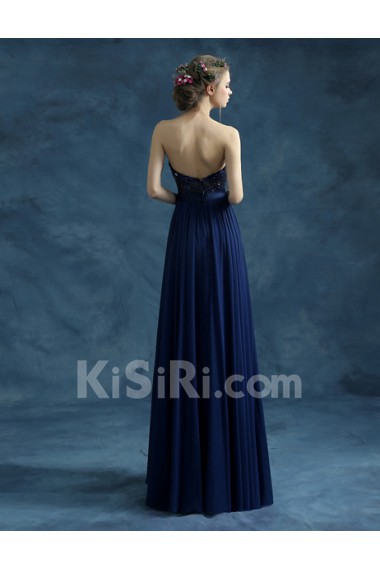 Lace, Chiffon, Tulle Strapless Floor Length Sleeveless Sheath Dress with Sequins