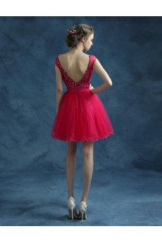 SequinsLace, Tulle Scoop Mini/Short Cap Sleeve Ball Gown Dress with Sequins